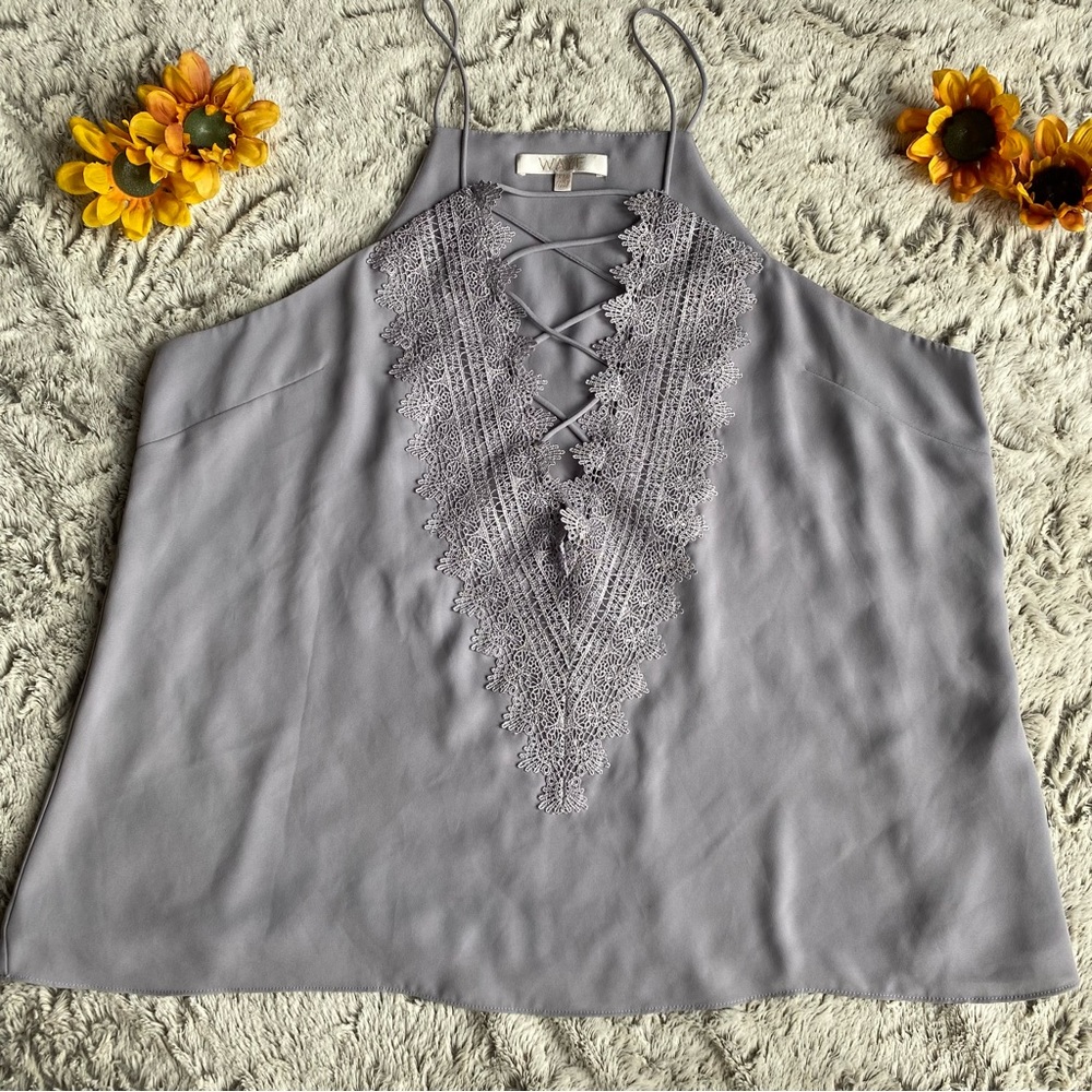 Wayf Lace Deep V Purple Plus Size Tank Top Size XXL